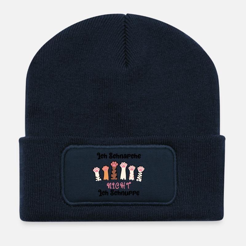 Lustiger Spruch Ich Schnarche nicht, ich schnurre - Recycelte Patch Beanie - French Navy
