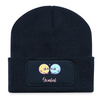 Cute Gemini Zodiac Astrology Gift - Recycled Patch Beanie - french navy - Front