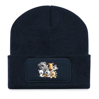 Pack chien caca de chien - Beanie recyclé à patch - bleu marine - Devant