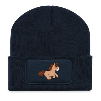 Pferd - Recycelte Patch Beanie - French Navy - Vorne