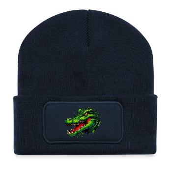 Crocodile - Beanie recyclé à patch - bleu marine - Devant