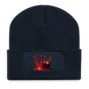Rote Siegellackkrone 👑 - Recycelte Patch Beanie - French Navy - Vorne