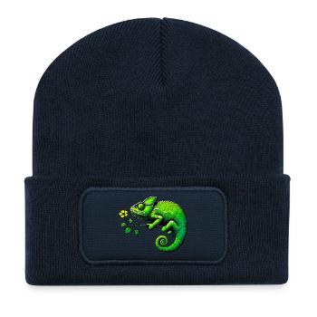 Caméléon - Beanie recyclé à patch - bleu marine - Devant