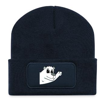 Polar Bear Greeting - Recycled Patch Beanie - french navy - Front