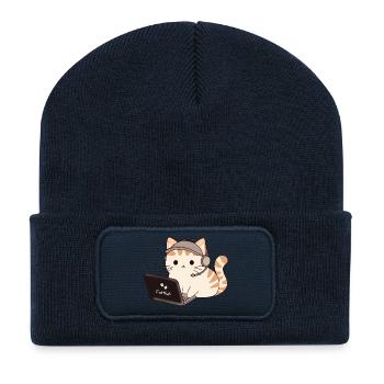 CatHub Katzenstreamer-Charme - Recycelte Patch Beanie - French Navy - Vorne