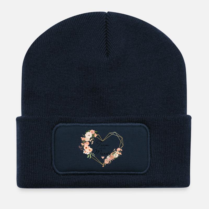 Team de la mariée cœur doré Floral - Beanie recyclé à patch - bleu marine