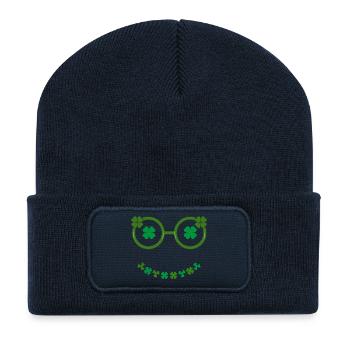 a smilly lucky face - Recycled Patch Beanie - french navy - Front