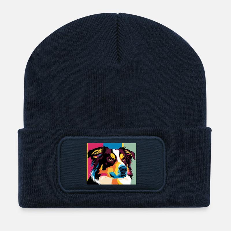 Australian Shepherd Hundekopf - Recycelte Patch Beanie - French Navy