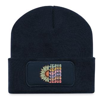 Jésus - Beanie recyclé à patch - bleu marine - Devant