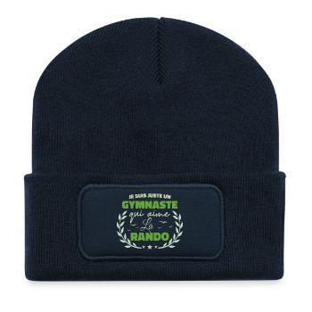 Fier d’être Gymnaste et Passionné de la Rando - Beanie recyclé à patch - bleu marine - Devant