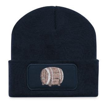 Rustikales Bierfass mit Zapfhahn – Party-Motiv - Recycelte Patch Beanie - French Navy - Vorne