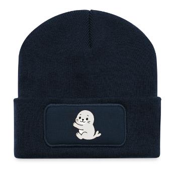 Dear little seal - Recycled Patch Beanie - french navy - Front
