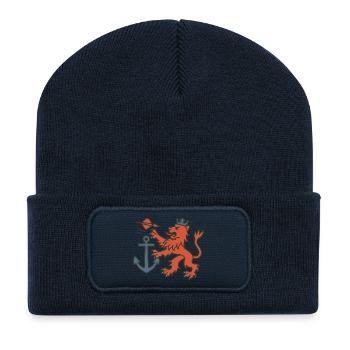 Lion de Düsseldorf avec fléchette - Beanie recyclé à patch - bleu marine - Devant