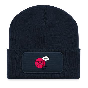 En colère contre le motif mural et l’expression de la frustration - Beanie recyclé à patch - bleu marine - Devant