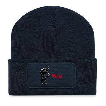 Policeman Loves Ulm Police Officer StreetArt - Recycled Patch Beanie - french navy - Front