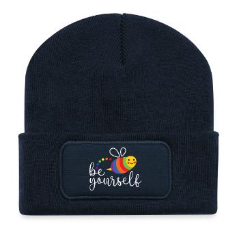 Mois de la fierté LGBTQ - Soyez vous-même - Beanie recyclé à patch - bleu marine - Devant