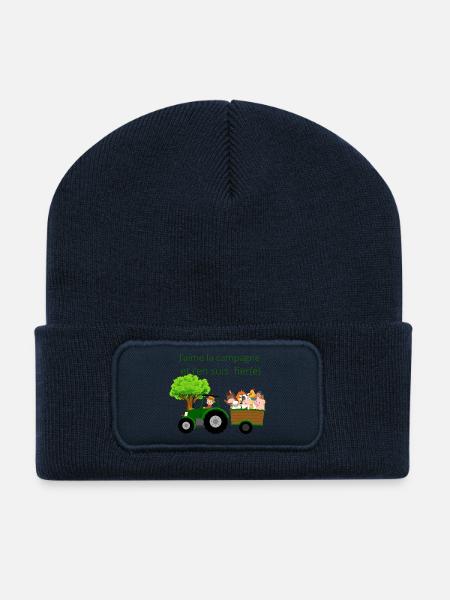 I love the countryside and I'm proud of it - Recycled Patch Beanie - french navy