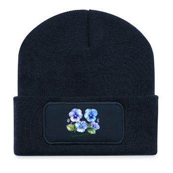 Viola odorata - botanical illustration - Recycled Patch Beanie - french navy - Front