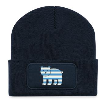 Bear with stripes in nautical style - Recycled Patch Beanie - french navy - Front