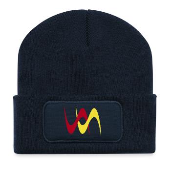 Abstraktes Farbenspiel für Individualisten 01 - Recycelte Patch Beanie - French Navy - Vorne