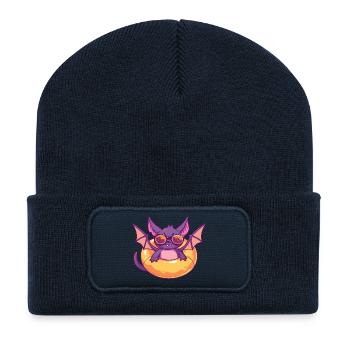 Fledermaus Comic Cool - Recycelte Patch Beanie - French Navy - Vorne