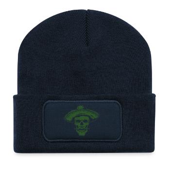 Squelette Crâne Sombrero Mexicain - Beanie recyclé à patch - bleu marine - Devant