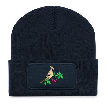 Bunter Vogel - Recycelte Patch Beanie - French Navy - Vorne