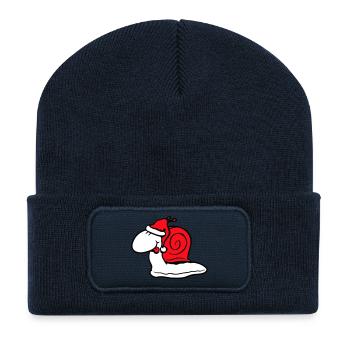 Schnecke Weihnachtsmann Weihnachten Mütze Geschenk - Recycelte Patch Beanie - French Navy - Vorne
