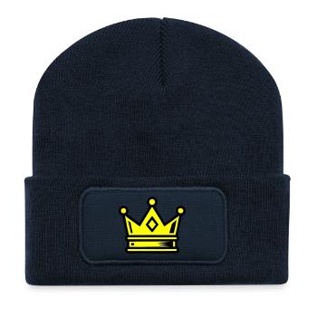 Symbole de la couronne - Beanie recyclé à patch - bleu marine - Devant