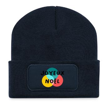WEIHNACHTEN. FROHE WEIHNACHTEN. FROHE WEIHNACHTEN. TANNE. NATUR. - Recycelte Patch Beanie - French Navy - Vorne