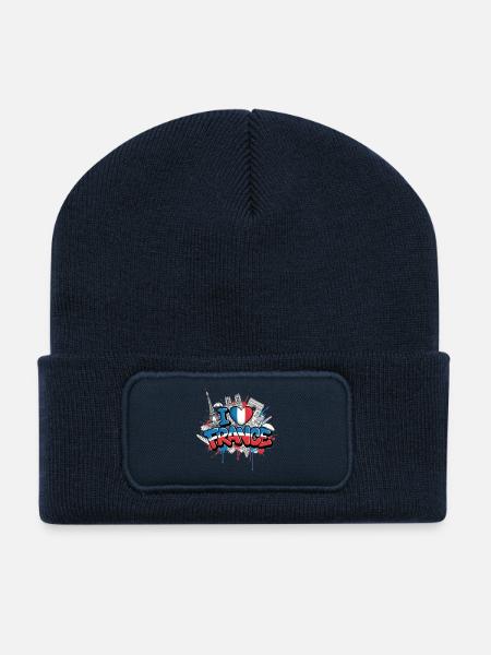 Vibrant France flag Landmark Graffiti Design - Recycled Patch Beanie - french navy
