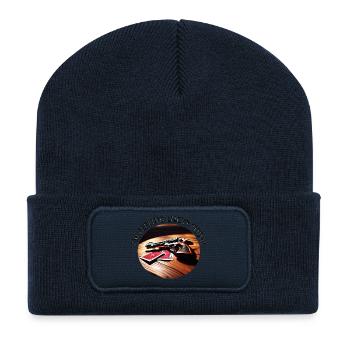 Ich fühle mich heute glücklich! - Recycelte Patch Beanie - French Navy - Vorne