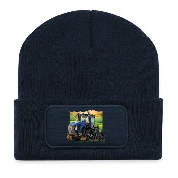 Traktor auf dem Land - Recycelte Patch Beanie - French Navy - Vorne