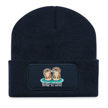 Que de mignonnes loutres ! Amis loutres mignons ! - Beanie recyclé à patch - bleu marine - Devant