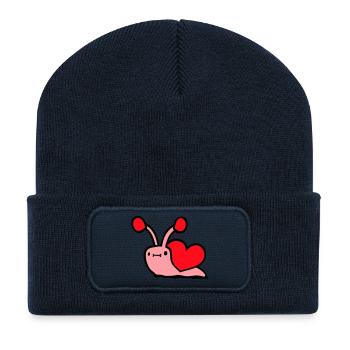 Schnecke Herz Schneckenhaus süß Liebe romantisch - Recycelte Patch Beanie - French Navy - Vorne
