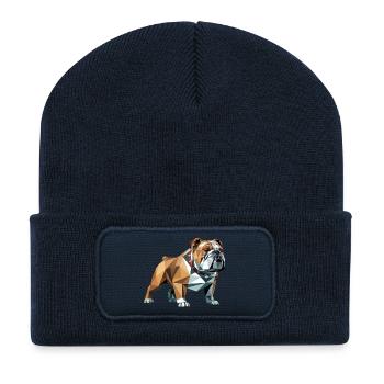 Bulldog - Cool Low Poly Logo - Beanie recyclé à patch - bleu marine - Devant