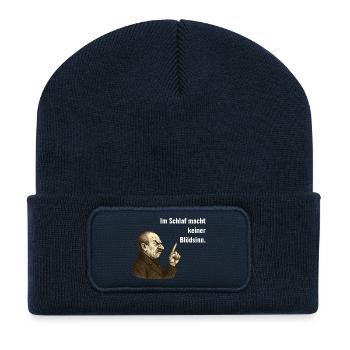 Im Schlaf macht keiner Blödsinn – Vintage Humor - Recycelte Patch Beanie - French Navy - Vorne