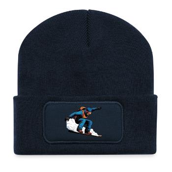 Snowboard Freestyle Jump - Beanie recyclé à patch - bleu marine - Devant