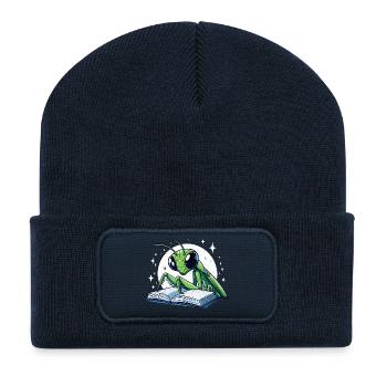 Reading grasshopper in the star book - Recycled Patch Beanie - french navy - Front