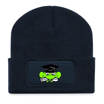 Frosch Schulabschluss Abitur bestanden College süß - Recycelte Patch Beanie - French Navy - Vorne