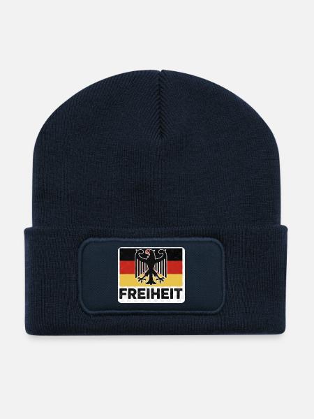 Freiheit Flagge mit Adler - Recycelte Patch Beanie - French Navy