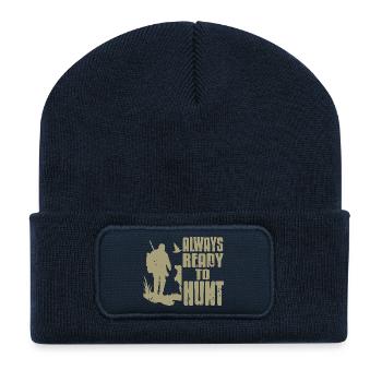 Toujours prêt à chasser La passion de la chasse rustique - Beanie recyclé à patch - bleu marine - Devant