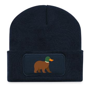 Die Bärente - sie hat einen Schnabel! - Recycelte Patch Beanie - French Navy - Vorne