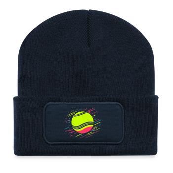 Balle de tennis Retrowave - Beanie recyclé à patch - bleu marine - Devant