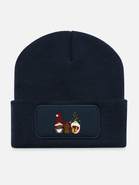 Wichtel mit Katze - Recycelte Patch Beanie - French Navy