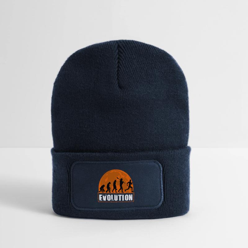 Running Man Evolution Funny Runner Tee Marathon Beanie recyclé à patch