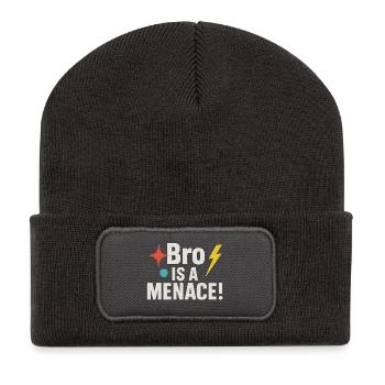 Bro Is A Bedrohung, Lustiges Meme Sprichwort - Recycelte Patch Beanie - Dunkelgrau - Vorne