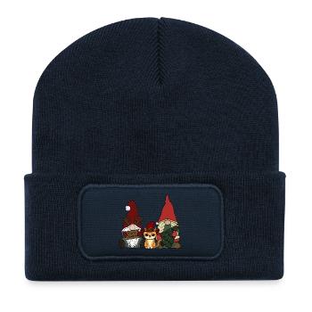 Noël chat - Beanie recyclé à patch - bleu marine - Devant