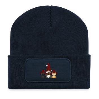 Katzen Wichtel  - Recycelte Patch Beanie - French Navy - Vorne