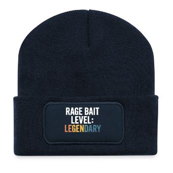 Rage Bait-Level legendär, lustiges Wort - Recycelte Patch Beanie - French Navy - Vorne